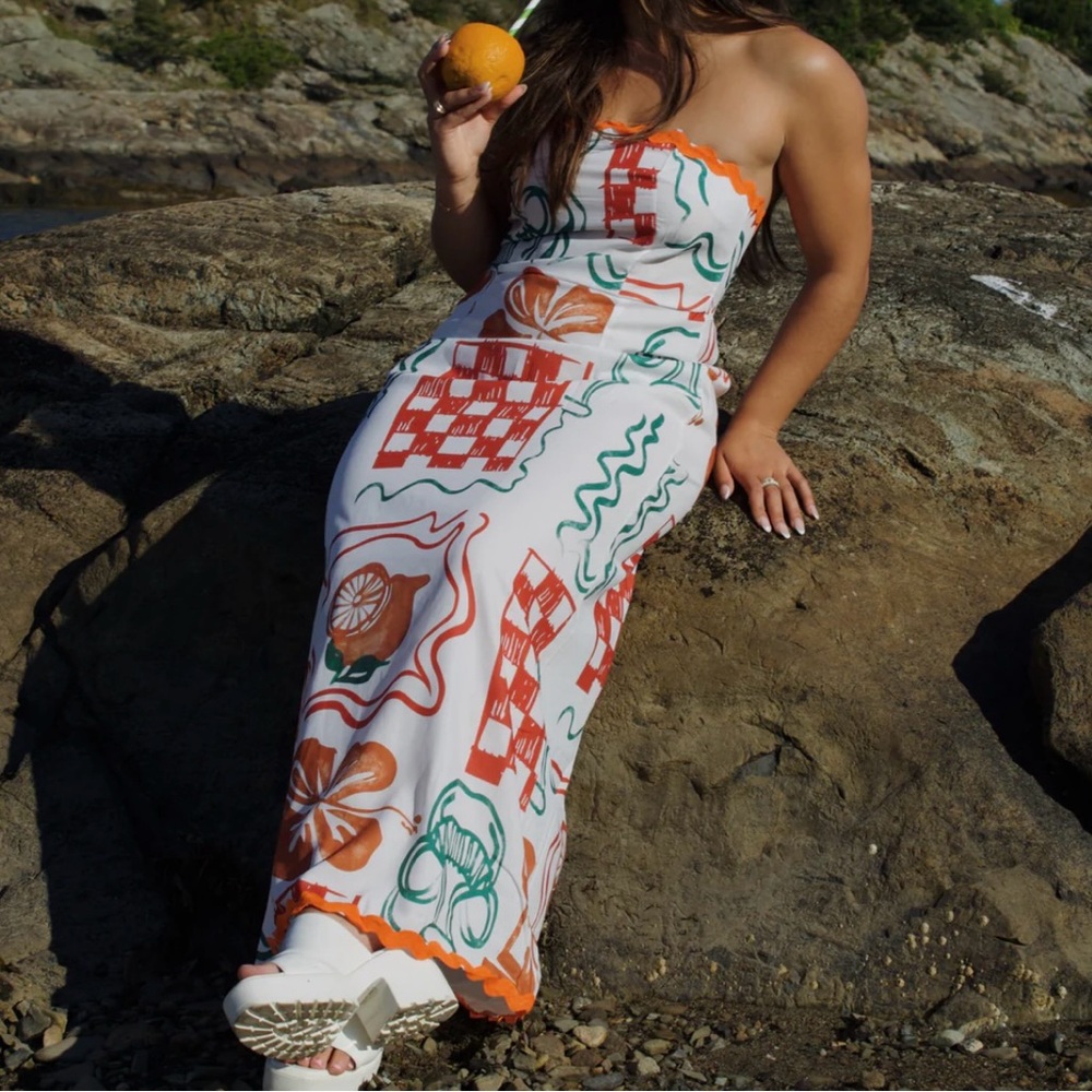 The Sundance Company Colorful Strapless Maxi Dress NWT